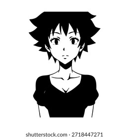 Personagem de Anime Dinâmico na Ilustração de Ação em Preto sobre Branco para Mangá, Arte e Estilos de Design Gráfico
