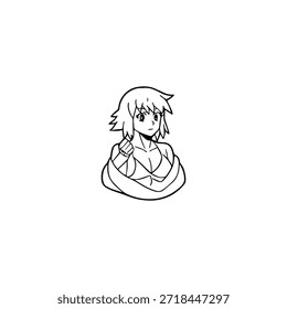 Personaje de anime dinámico en ilustración de acción en negro sobre blanco para manga, arte y estilos de Diseño gráfico
