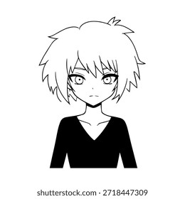 Personagem de Anime Dinâmico na Ilustração de Ação em Preto sobre Branco para Mangá, Arte e Estilos de Design Gráfico