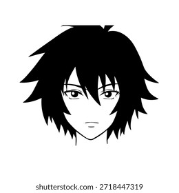 Personagem de Anime Dinâmico na Ilustração de Ação em Preto sobre Branco para Mangá, Arte e Estilos de Design Gráfico