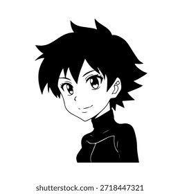 Personagem de Anime Dinâmico na Ilustração de Ação em Preto sobre Branco para Mangá, Arte e Estilos de Design Gráfico
