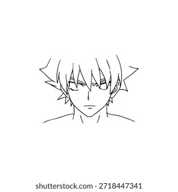 Personaje de anime dinámico en ilustración de acción en negro sobre blanco para manga, arte y estilos de Diseño gráfico