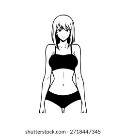 Personagem de Anime Dinâmico na Ilustração de Ação em Preto sobre Branco para Mangá, Arte e Estilos de Design Gráfico