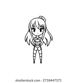 Personaje de anime dinámico en ilustración de acción en negro sobre blanco para manga, arte y estilos de Diseño gráfico