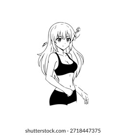 Personagem de Anime Dinâmico na Ilustração de Ação em Preto sobre Branco para Mangá, Arte e Estilos de Design Gráfico