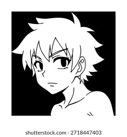 Personaje de anime dinámico en ilustración de acción en negro sobre blanco para manga, arte y estilos de Diseño gráfico