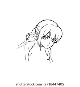 Personaje de anime dinámico en ilustración de acción en negro sobre blanco para manga, arte y estilos de Diseño gráfico