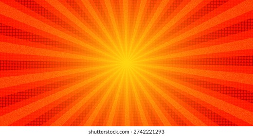 Dynamic anime explosion background with radial comic speed lines and halftone dots - bright burst effect radiating from center for manga panels, action scenes, superhero graphics or retro pop art.