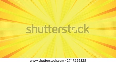 Dynamic anime explosion background with radial comic speed lines and halftone dots - bright burst effect radiating from center for manga panels, action scenes, superhero graphics or retro pop art.	