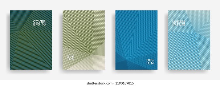 Dynamic annual report design vector collection. Halftone stripes texture cover page layout templates set. Report covers geometric design, business booklet pages corporate templates.