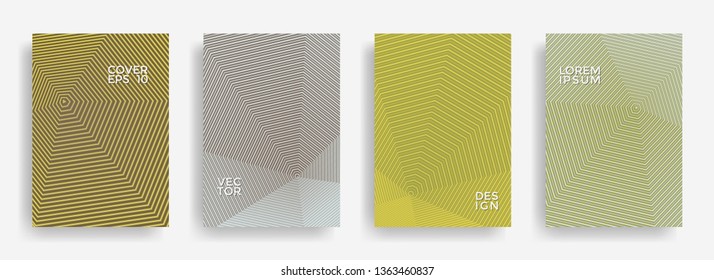 Dynamic annual report design vector collection. Halftone grid texture cover page layout templates set. Report covers geometric design, business brochure pages corporate banners.