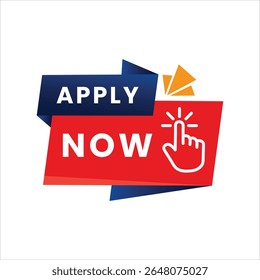 Dynamic apply now button with a hand cursor icon and abstract shapes for business or marketing campaigns