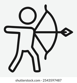 Dynamic Archery Icon Line Art - Sleek and Modern Design for Sporting Enthusiasts