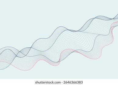 A dynamic arrangement of gradient contour waves built from colorful particles creating movement across the background