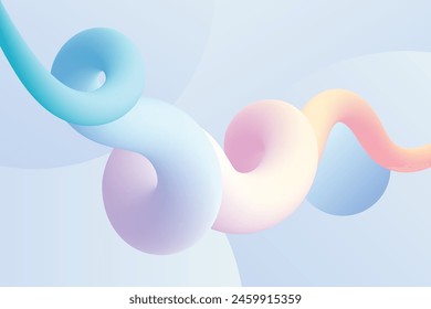 A dynamic arrangement of twisted shapes, this abstract background combines gradients of blue and peach for a bright and fluid visual render