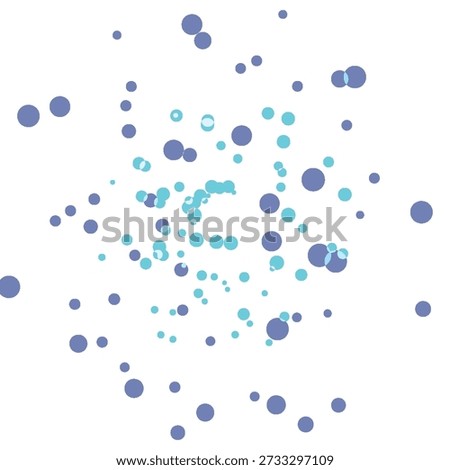 A dynamic arrangement of varying sized blue and teal circles, creating a sense of movement and depth.