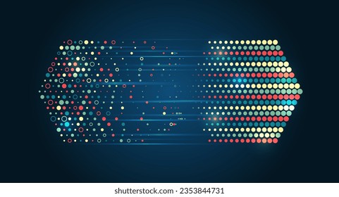 A dynamic array of information. Data sorting process. Big data stream futuristic infographics. File structuring, machine learning. Big data visualization.