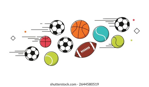 Dynamic array of sports balls a playful and energetic vector design illustration