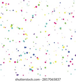 Dynamic array of vibrant, colorful confetti bits scattered across a bright area, ideal for parties, holidays, and joyous special occasion themes.