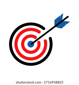 Dynamic arrow hitting bullseye on target symbolizing success, achievement, and winning goals