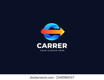 Dynamic Arrow on Letter C Logo Inspiration. Initial Letter C with Arrow Icon Symbol Logo Design. Movement, Progress and Growth Branding for Company Identity. Alphabet Vector Logo Illustration.