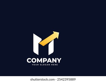 Dynamic Arrow on Letter M Gradient Logo Inspiration. Initial Letter K with Arrow Icon Symbol Logo Design. Progress and Growth Branding for Company Identity. Alphabet Vector Logo Illustration.