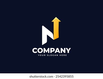 Dynamic Arrow on Letter N Gradient Logo Inspiration. Creative Initial Letter N with Arrow Icon Symbol Logo Design. Progress and Growth Branding for Company Identity. Alphabet Vector Logo Illustration.