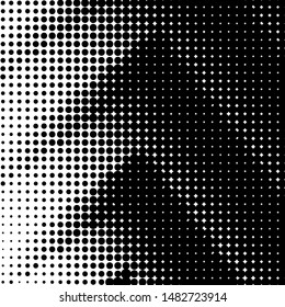 Dynamic Arrows Halftone, Pointillism Style, Background with Irregular, Chaotic Dots, Points, Circle, Abstract Monochrome Pattern, Black and White 