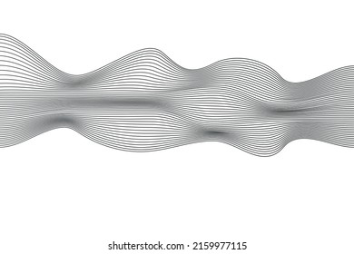 Dynamic art design. Modern wavy illustration. Creative illustration for banner, card, booklet. Technology design. Monochrome horizontal  line 