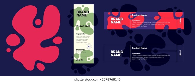 Dynamic and artistic label design featuring fluid organic patterns and modern typography. A sophisticated branding solution.