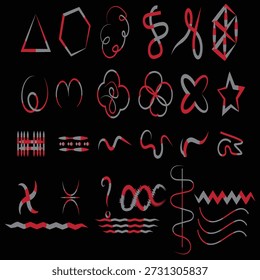 A dynamic assortment of multicolored hand drawn brush stroke arrows pointing in many different directions