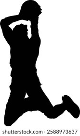Dynamic Athlete Silhouette – High Jump Action Sports Illustration for Posters, Prints, and Branding 