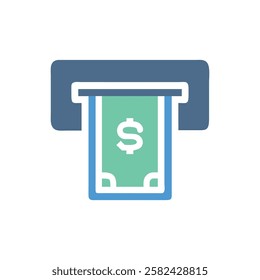 Dynamic ATM symbol illustration for banking convenience.