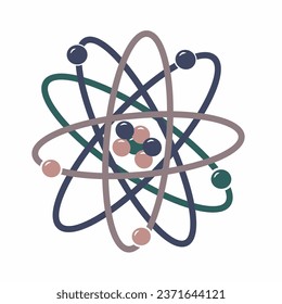 Dynamic Atom Concept, isolated white. Vector Illustration