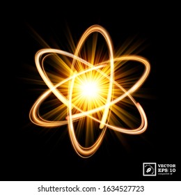 Dynamic Atom Light Explosion, isolated and easy to edit. Vector Illustration