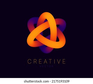 Dynamic Atom Shape. Abstract Molecule Modern Graphic Design Element. Geometric Science Physics Atom Symbol. Colorful Gradient Blend Design. Creative Vector Template.  - Shutterstock ID 2175193109