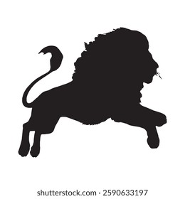 Dynamic Attacking Lion Silhouette for Action-Packed Visuals - Lion Vector - Lion Icon
