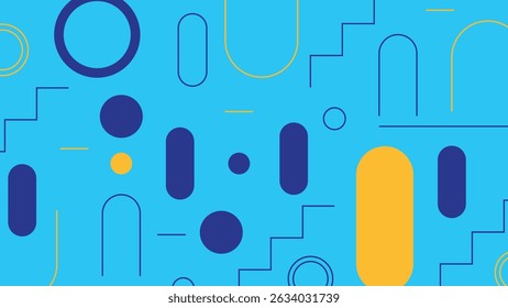 Dynamic background with abstract yellow and blue shapes on a deep blue base. Ideal for creative, tech, or modern graphic design.