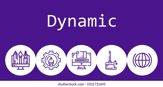 dynamic background concept with dynamic icons. Icons related wiping, graphic design, global, graphic