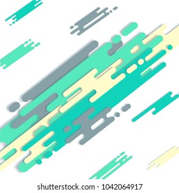 Dynamic Background with Diagonal Flowing Shapes. Abstract Texture in Memphis Style. Trendy Minimalistic Design Illustrating Speed. Bright Running Lines for Poster, Cover, Card. Vector Background.