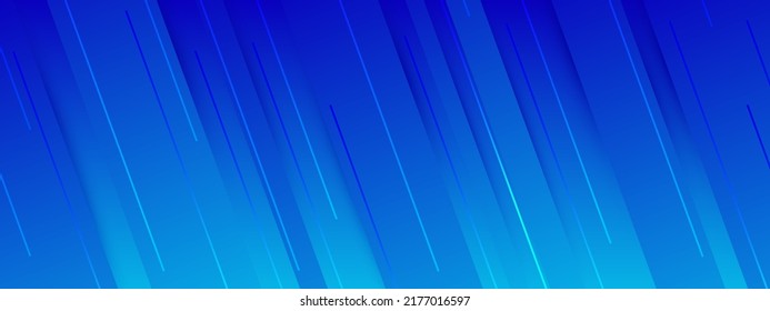 Dynamic background with diagonal lines. Blue gradient straight lines with shadows. Vector background