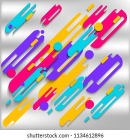 Dynamic Background with Diagonal Liquid Shapes. Abstract Texture in Memphis Style. Trendy Minimalistic Design Illustrating Motion. Bright Running Lines. Vector Background.
