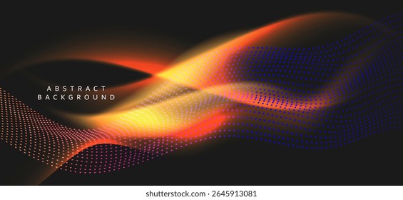 The dynamic background image of yellow, orange, red and purple. The colors and movement of the lines give a sense of rapid movement and energy.