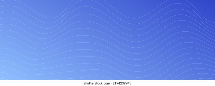 Dynamic background with wave lines. Blue gradient backdrop with white wave lines. Vector background