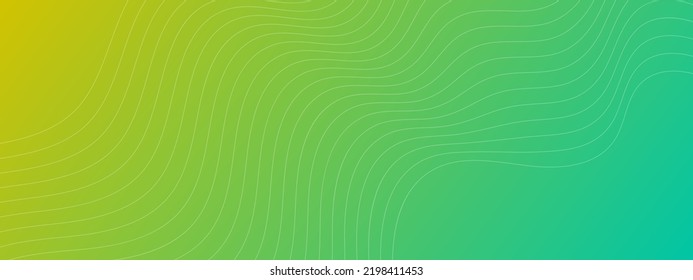 Dynamic background with wave lines. Green gradient backdrop with white wave lines. Vector background