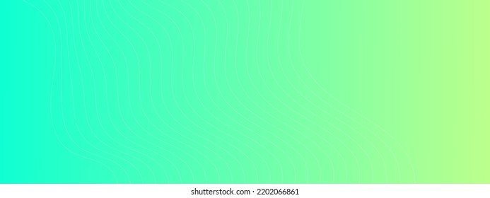 Dynamic background with wave lines. Green gradient backdrop with white wave lines. Vector background