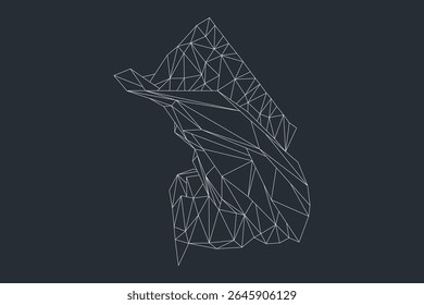 Dynamic background with wireframe geometric objects forming sharp angular structures