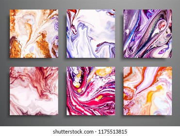 Dynamic backgrounds. trendy placards, commercial covers set. Marble colorful effect. Abstract page poster template for catalog, creative abstract brochure illustration, cover, flyer, packaging design