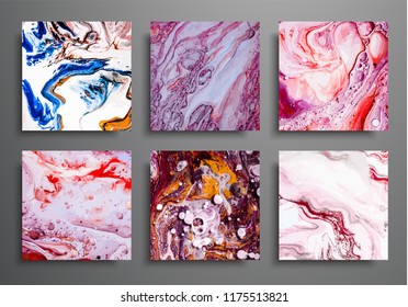 Dynamic backgrounds. trendy placards, commercial covers set. Marble colorful effect. Abstract page poster template for catalog, creative abstract brochure illustration, cover, flyer, packaging design