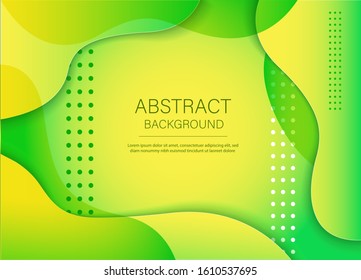 Dynamic banner design in the style of fruit concept. Yellow and green elements with liquid gradient. vector